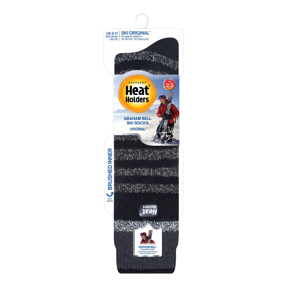 Herren Original Extra lange Ski- und Schneesportsocken – Schwarz gestreift
