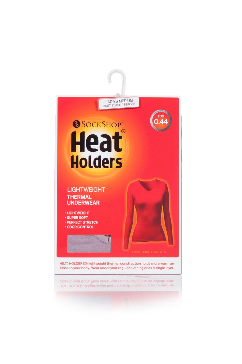 Ladies Thermal Long Sleeve Vest Lilac Blush Marl Heat Holders