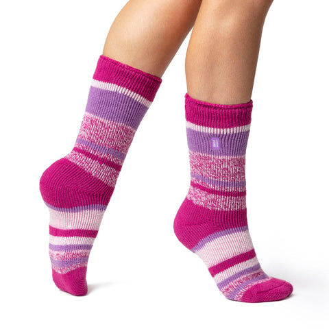 Damen Original Bosworth Twist Stripe Socken – Rosa und Lila