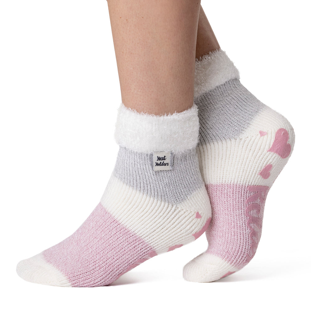 Originale Damen-Lounge-Socken mit bequemem Federoberteil – Auriga Ivory & Rose