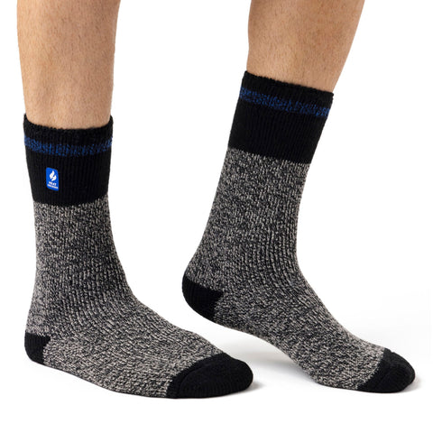 Original Porto Rugged Blockstreifen-Socken für Herren – Schwarz und Blau