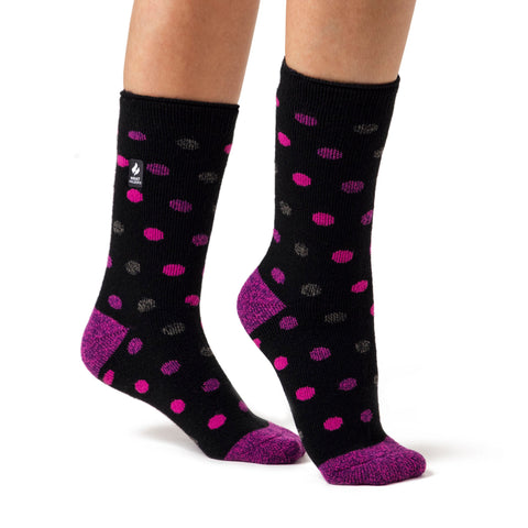 Damen Lite Malaga Dots Socken – Schwarz & Beere