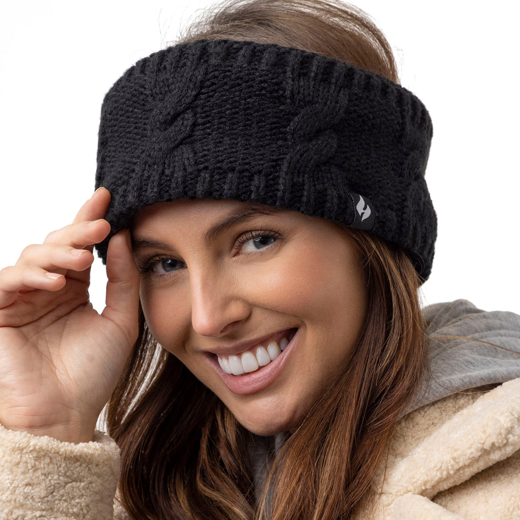 stirnband und handschuhe damen Damen Alta Thermo-Stirnband – Schwarz – Heat Holders EU