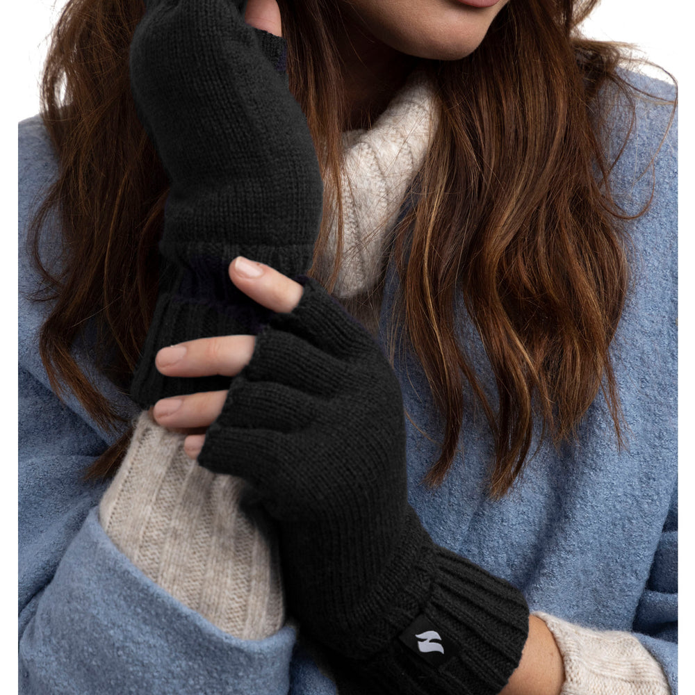 Ladies Plain Fingerless Gloves - Black