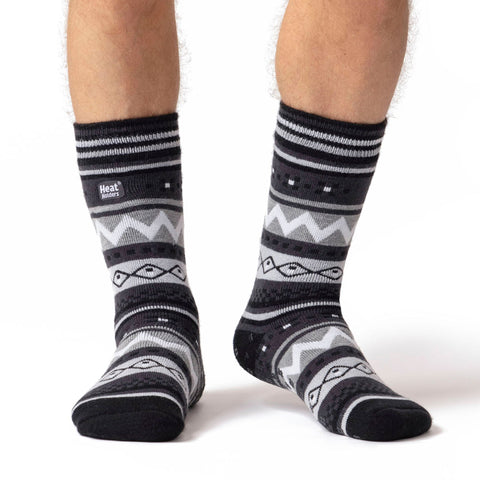 Seelenerwärmende doppellagige Slipper-Socken für Herren – Schwarz und Anthrazit