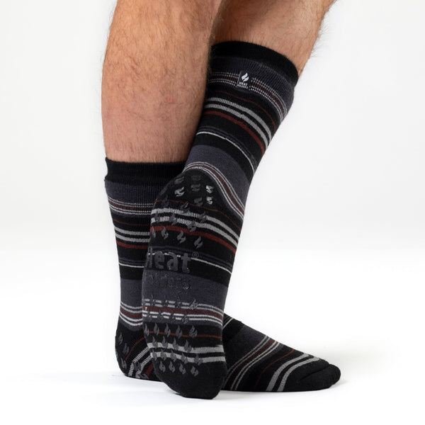 Herren IOMI Dual Layer Raynaud's Slipper Socken – Schwarz gestreift