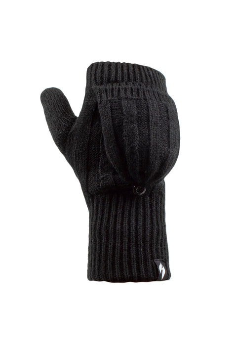 handschuhe fäustlinge umklappen Damen Ash Converter Fäustlinge – Schwarz – Heat Holders EU
