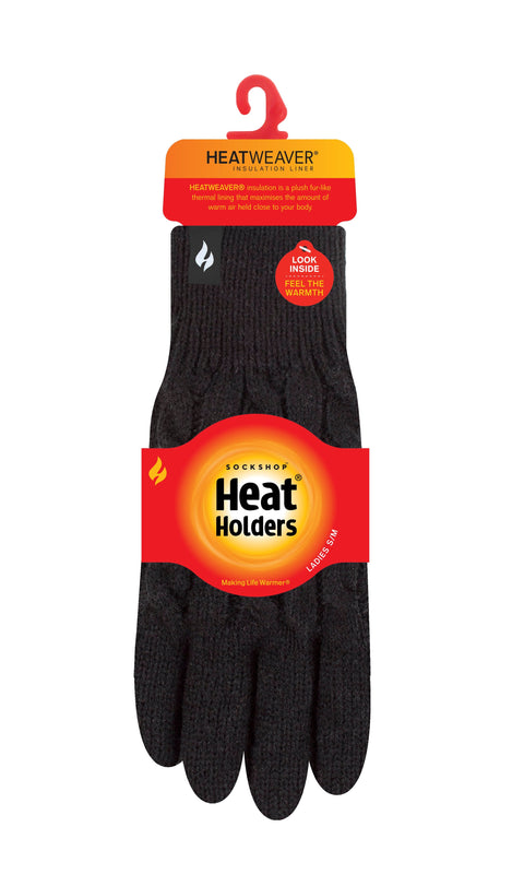 Damen Willow Thermohandschuhe – Schwarz – Heat Holders EU