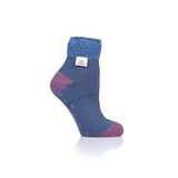 Ladies Original Lounge Socks with Comfy Feather Top - Muted Blue & Pink