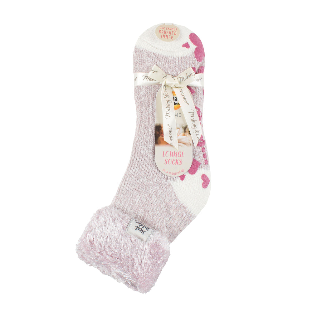 Originale Damen-Lounge-Socken mit Turnover-Feder-Oberteil – Mauve und Creme
