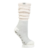 Originale Damen-Lounge-Socken mit bequemem Slouch-Oberteil – Hydra-Creme und Silber