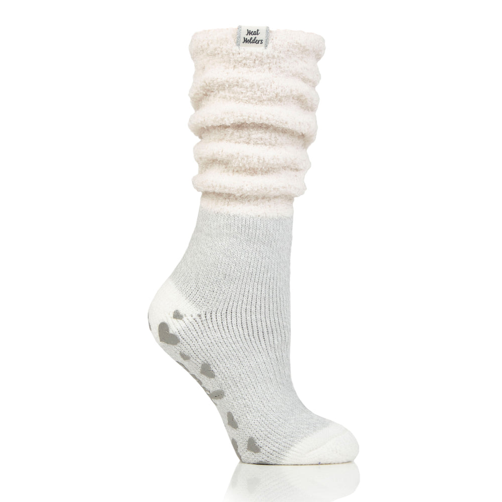 Originale Damen-Lounge-Socken mit bequemem Slouch-Oberteil – Hydra-Creme und Silber