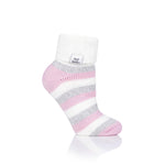 Ladies Original Sleep Socks with Turnover Rib Top - Grey & Pink