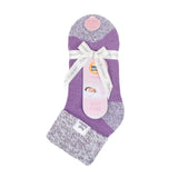 Ladies Original Sleep Socks with Turnover Rib Top - Lilac & Grey