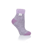 Originale Damen-Schlafsocken mit Federoberteil – Flieder und Grau