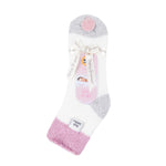 Originale Damen-Schlafsocken mit Umschlag-Federoberteil – Rosa und Creme