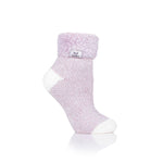 Originale Damen-Schlafsocken mit Federoberteil – Mauve und Creme