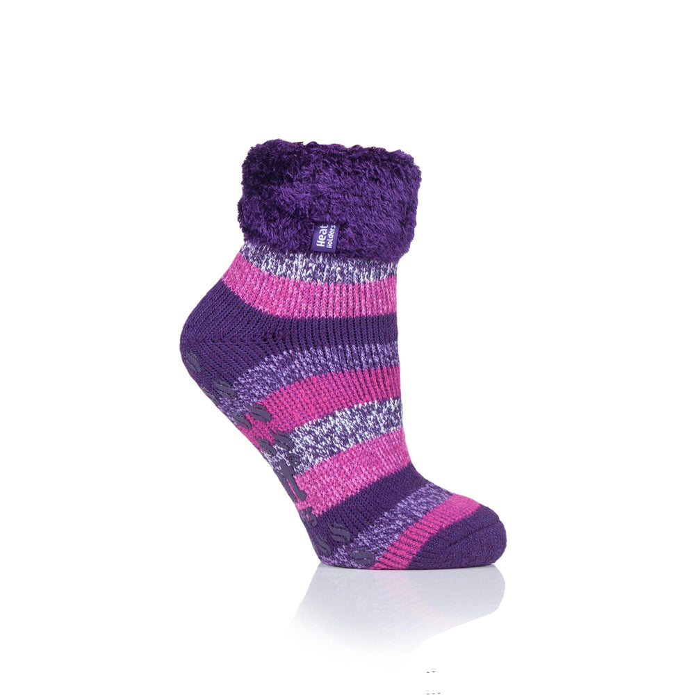 Ladies Original Jo Lounge Socks with Turnover Top - Pink & Purple