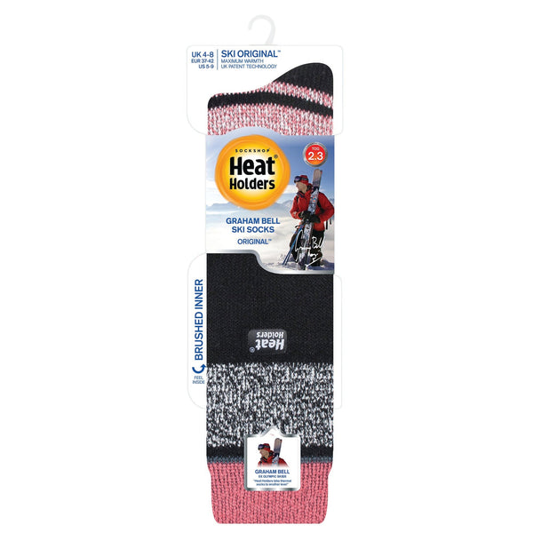 Original lange Ski- und Schneesportsocken für Damen – Schwarz und Rosa