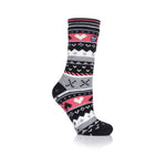 Ladies Soul Warming Dual Layer Slipper Socks - Black & Coral