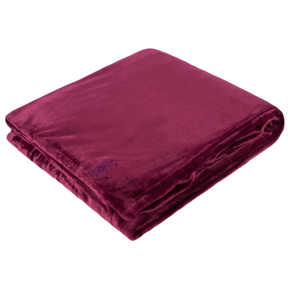Luxuriöse Fleece-Thermodecke/Überwurf, 180 cm x 200 cm – Weinrot