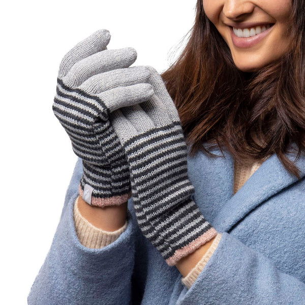 Damen-Thermohandschuhe Oslo – Wolkengrau und Schwarz