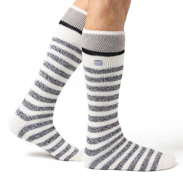 Original extra lange Ski- und Schneesportsocken für Herren – cremefarben gestreift