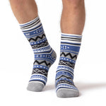 Seelenerwärmende doppellagige Slipper-Socken für Herren – Grau und Blau