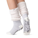 Originale Damen-Lounge-Socken mit bequemem Slouch-Oberteil – Hydra-Creme und Silber