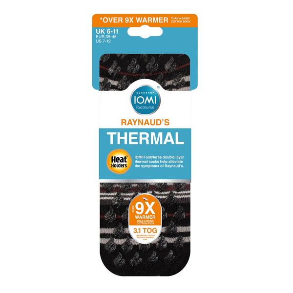 Herren IOMI Dual Layer Raynaud's Slipper Socken – Schwarz gestreift