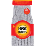 Fingerlose Damen-Handschuhe mit Zopfmuster – Hellgrau