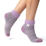 Originale Damen-Schlafsocken mit Federoberteil – Flieder und Grau