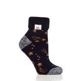 Damen Lite Orion Schlafsocken mit Wendeoberteil – Marineblau und goldene Sterne