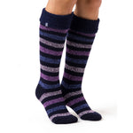 Damen Original Hellebore Gummistiefelsocken – Marineblau und lila gestreift