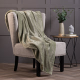 Luxuriöse Fleece-Thermodecke/Überwurf, 180 cm x 200 cm – Salbei