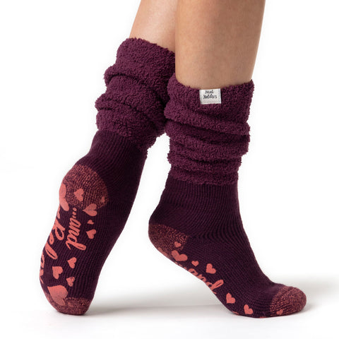 Originale Damen-Lounge-Socken mit bequemem Slouch-Oberteil – Wein