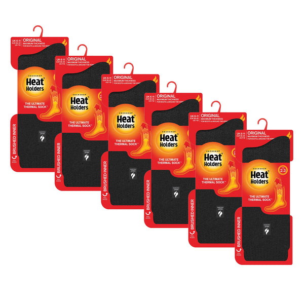 6 Pack Mens Original Finch Thermal Socks - Black