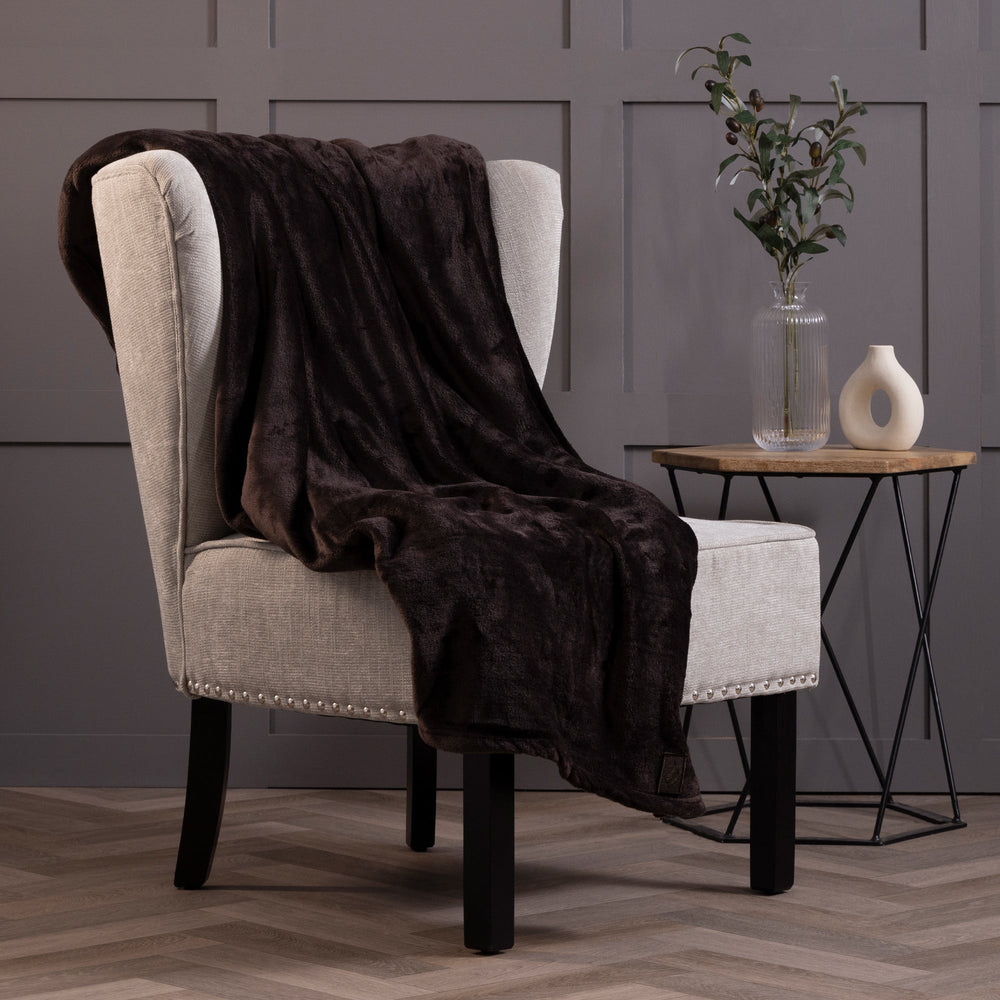 Luxuriöse Fleece-Thermodecke/Überwurf – Hot Chocolate